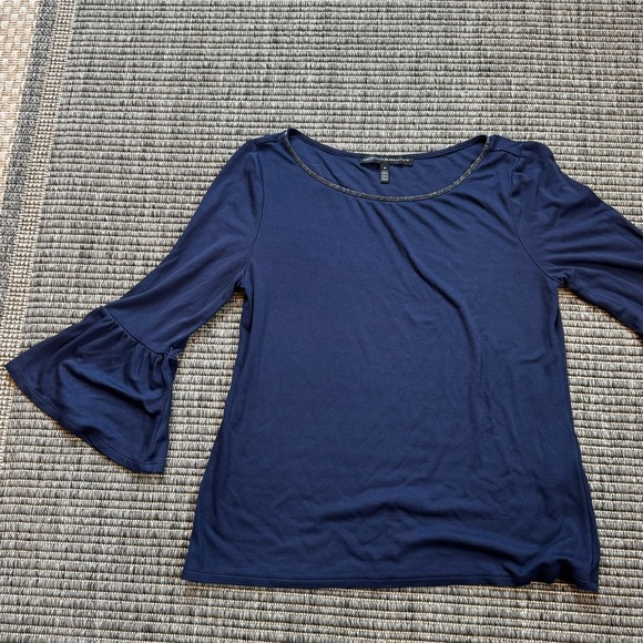 White House Black Market Tops - White House Black Market Blue Ruffled Bell Sleeve Blouse